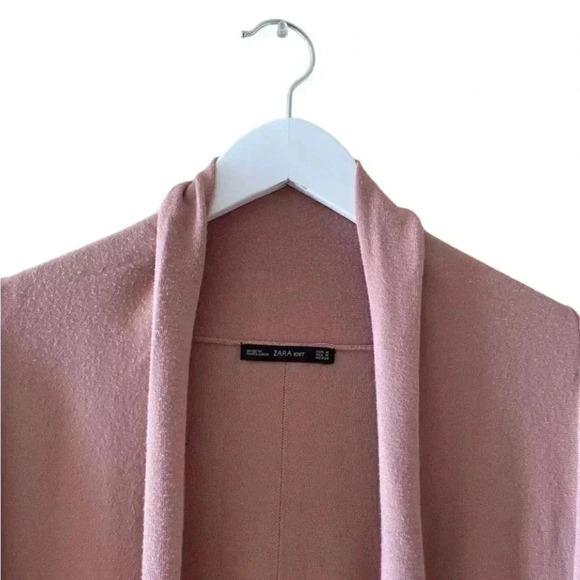 ZARA Knit Shawl Collar Rose Pink Long Sleeves Cardigan Sweater SZ M # 1677 - Picture 2 of 12
